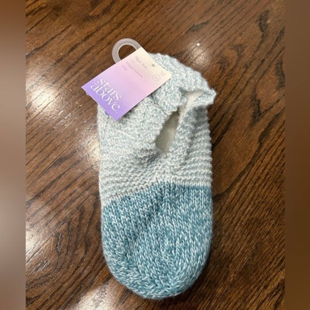 Stars Above Women Marled Sweater Knit Slipper Socks S/M (6-8) Green